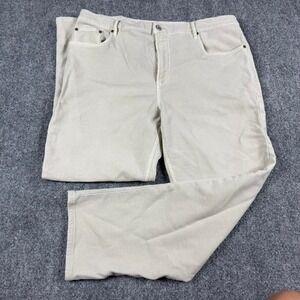 Faherty Brand 5-Pocket Pants Mens 38x27 Cream Straight Leg Cotton Blend Stretch